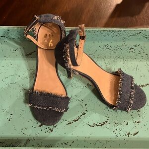 Sexy & Cute Distressed Denim Heels Sz 7, Like New Worn Once Indoors.